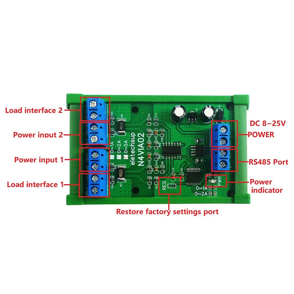 DC 8-25V 3 in 1 RS485 Modbus RTU Current Voltage Meters Board 0-30V Voltage Signal Measurement 5A Current Collection Module