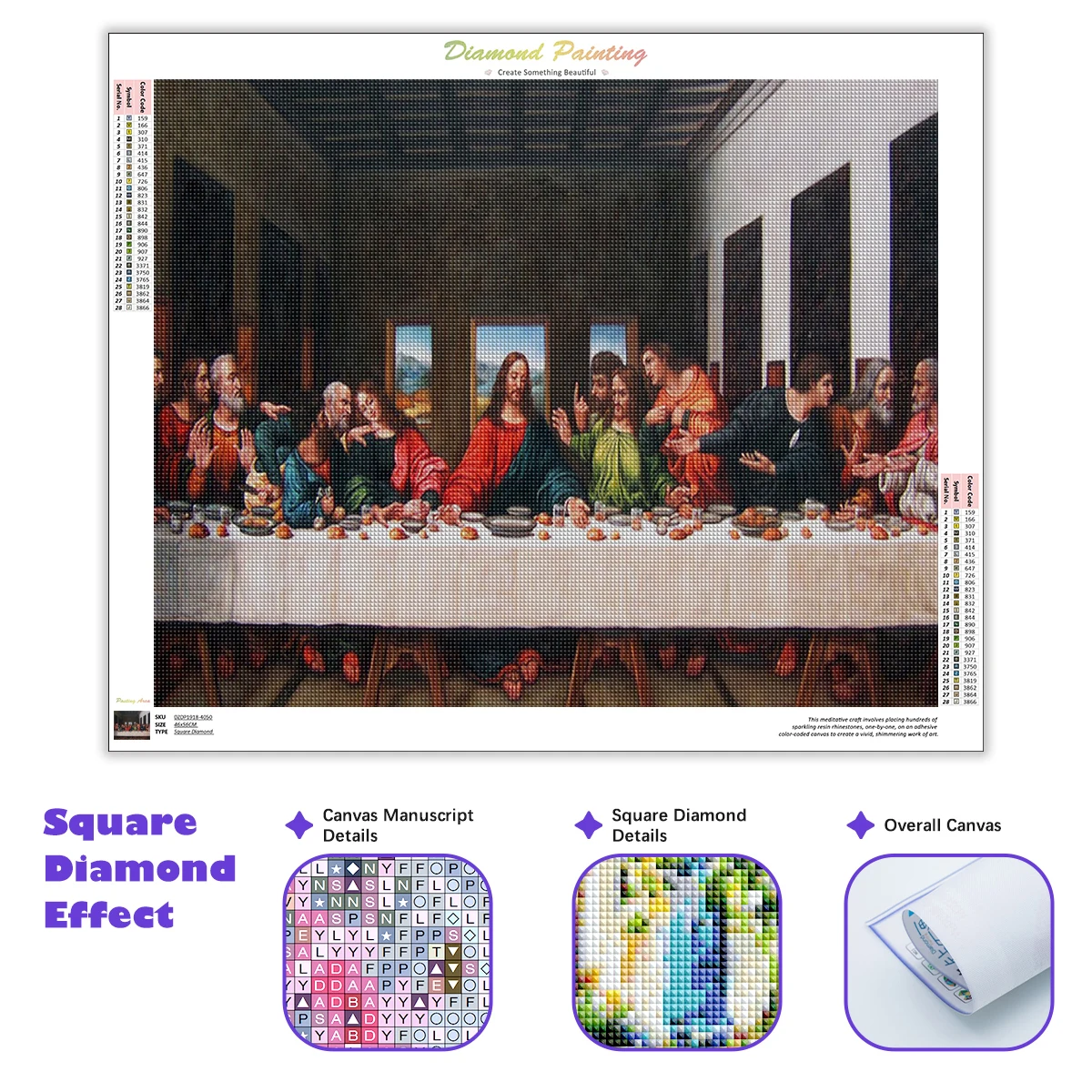 Fotocellula Full Square & Round Diamond Painting l\'ultima cena 5D diamante ricamo mosaico punto croce famoso dipinto Home De