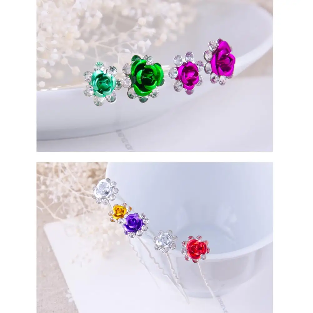 

20 Pcs Bridal Rhinestone Rose Clip Hair Accessories for Women Haarnadeln Hairpin Miss Wedding
