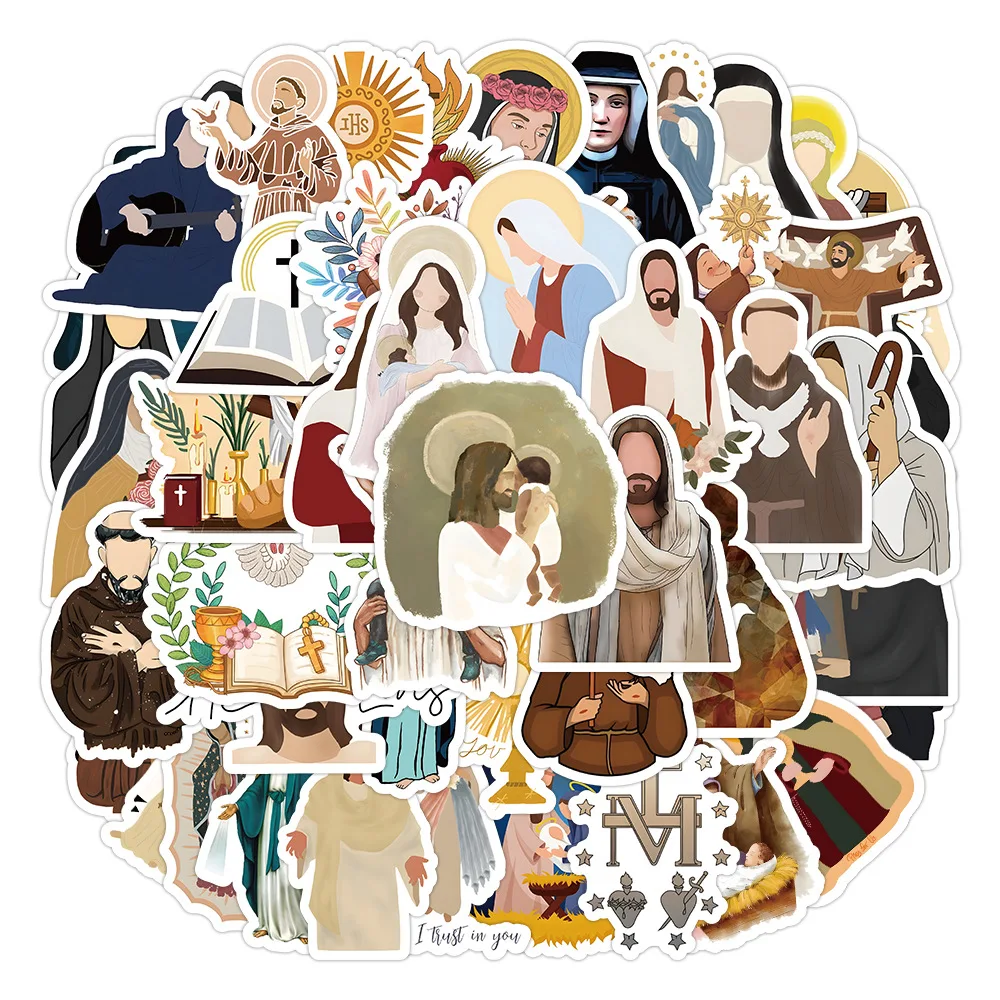 ملصقات الكتابة على الجدران ، اليسوعية ، المسيحية ، الصلاة ، الكتابة على الجدران ، تصنعها بنفسك ، لوح التزلج ، الأمتعة ، الحقيبة ، دفتر الملاحظات ، 50 * #4