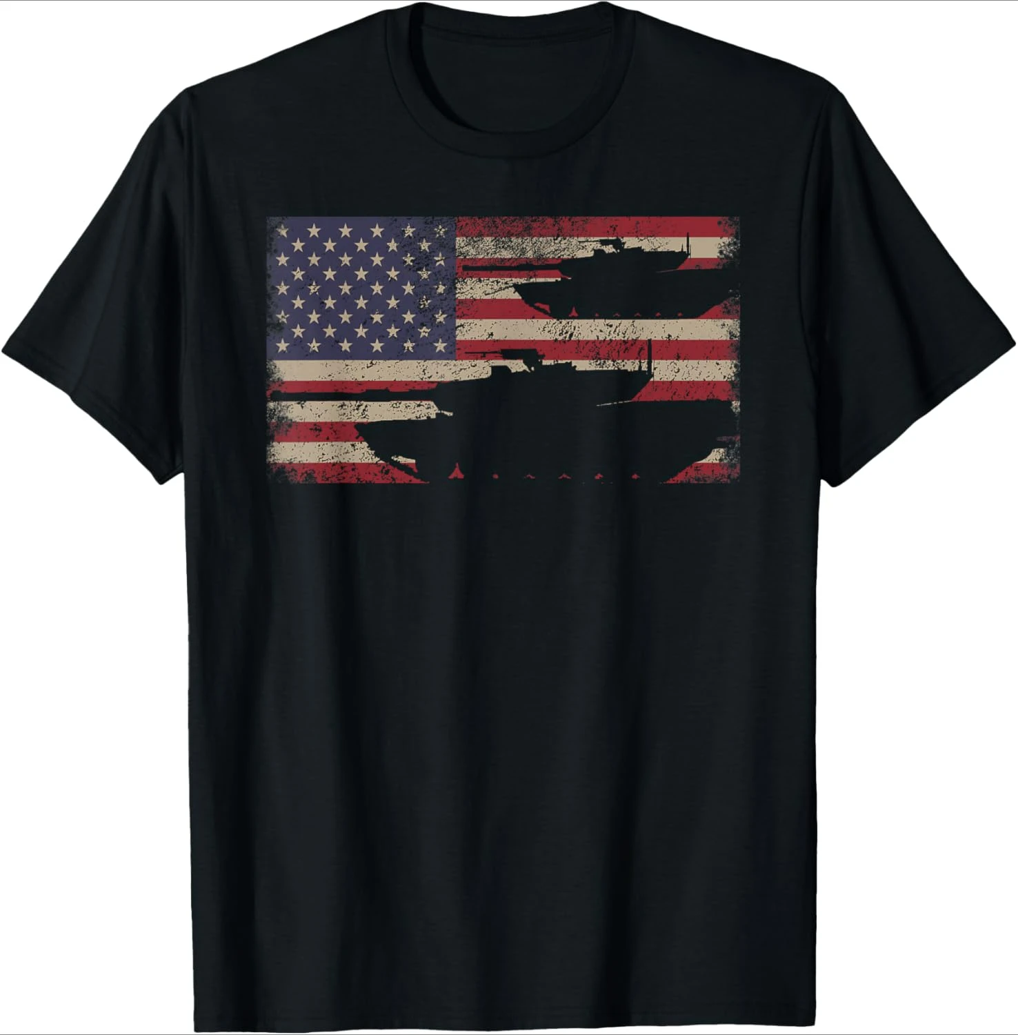 

M1 Abrams Battle Tank USA American Flag design -100% cotton summer short sleeve O-neck casual printed men's T-shirt.
