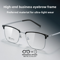 Thin Light Men Browline Frame High End Business Gentle Myopia Hyperopia Astigmatism Anti Blue Light Prescription Glasses