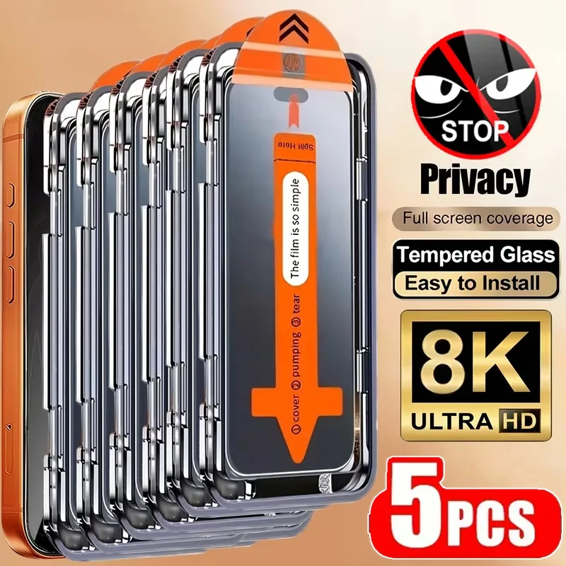 

Oleophobic Dust Free Easy Installation Privacy Screen Protector For iPhone 17 15 14 13 12 11 16 Pro Max Plus X XR Anti-spy Glass