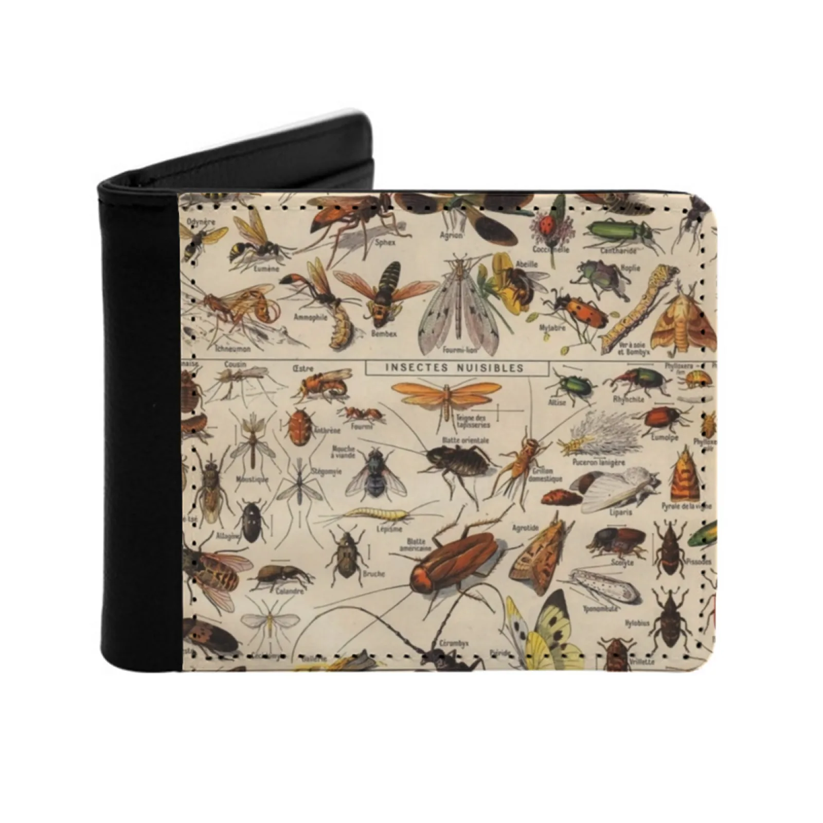 Types Of Insects Butterflies Men's Wallet Pu Leather Wallet Multifunction Credit Card Purse Ant Moth Cricket Beetle Insect