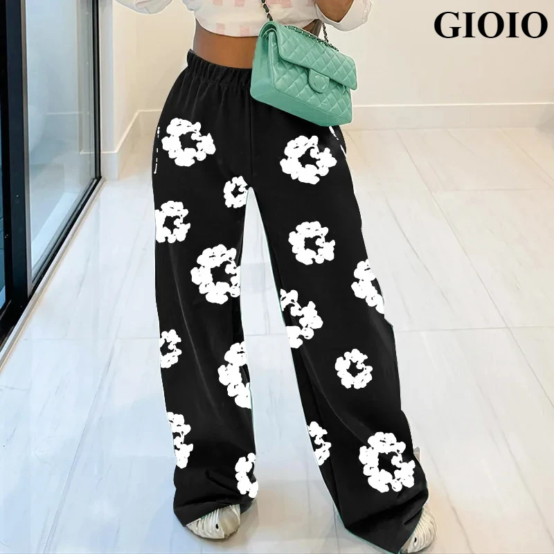 GIOIO new summer fashion women's printed pants floral loose casual sweatpants plus size street wear trousers for women