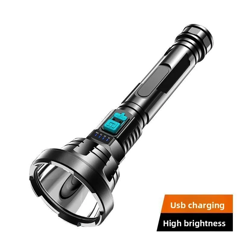 Large Reflector LED Torch: Ultra-Bright Long-Distance, USB Rechargeable Portable, Ideal for Hiking Camping Home Patrol