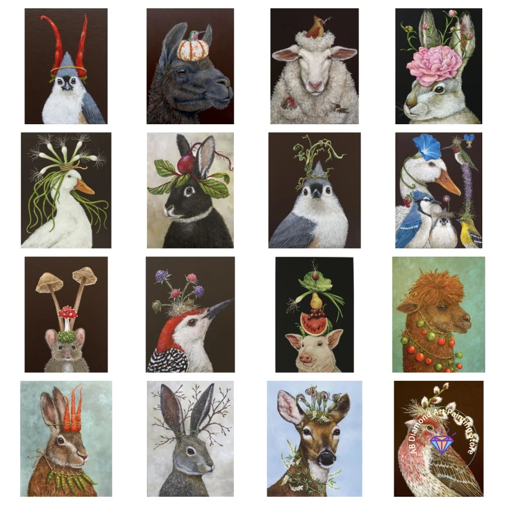 

Rabbit, Bird, Duck, Animal AB Diamond Painting Kit Square Round Diamond 5D DIY Mosaic Handmade Art Exquisite Gift Home Decor