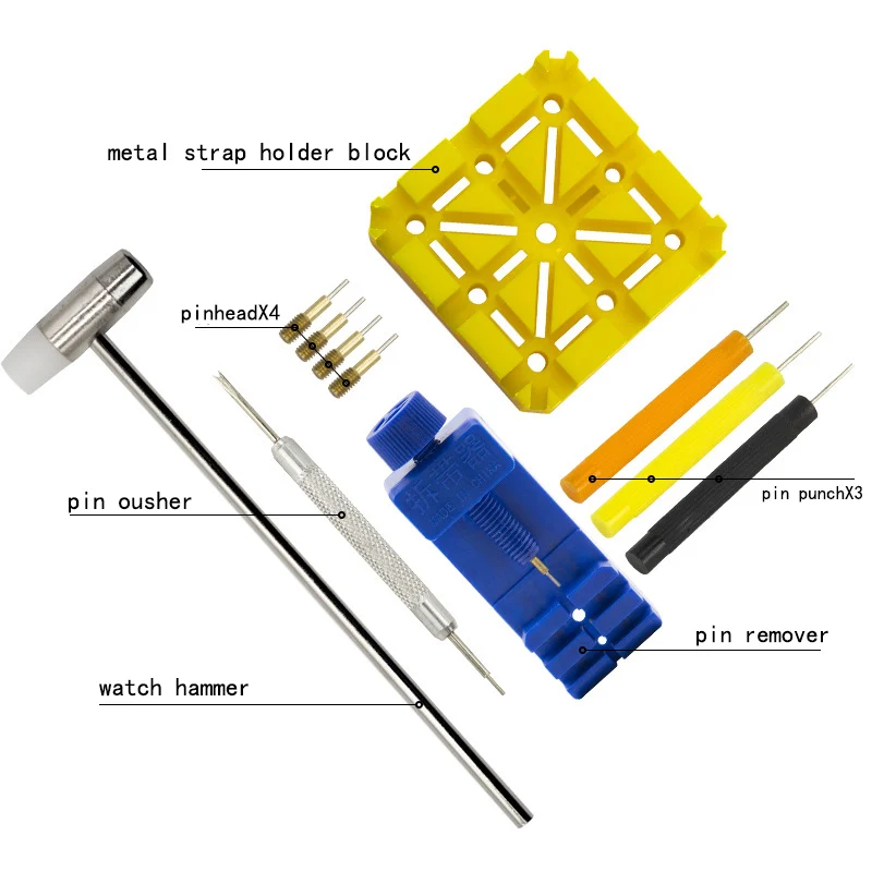 11 piece Repair tool, watch remover, watch remover, watch strap adjuster, 11 piece clip on/off strap remover kit, support