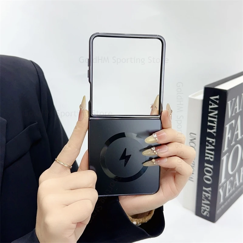 

AG Plating Backplane Wireless Charging Phone Case For Samsung Z Flip7 N52 Lightning For Magsafe Cover For Galaxy Z Flip 7 5 4 3