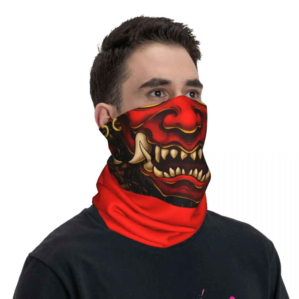 맞춤형 일본식 오니 사무라이 반다나 넥 게이터 스키 사이클링 여성 남성용 랩 스카프 데몬 한냐 타투 발라클라바 워머