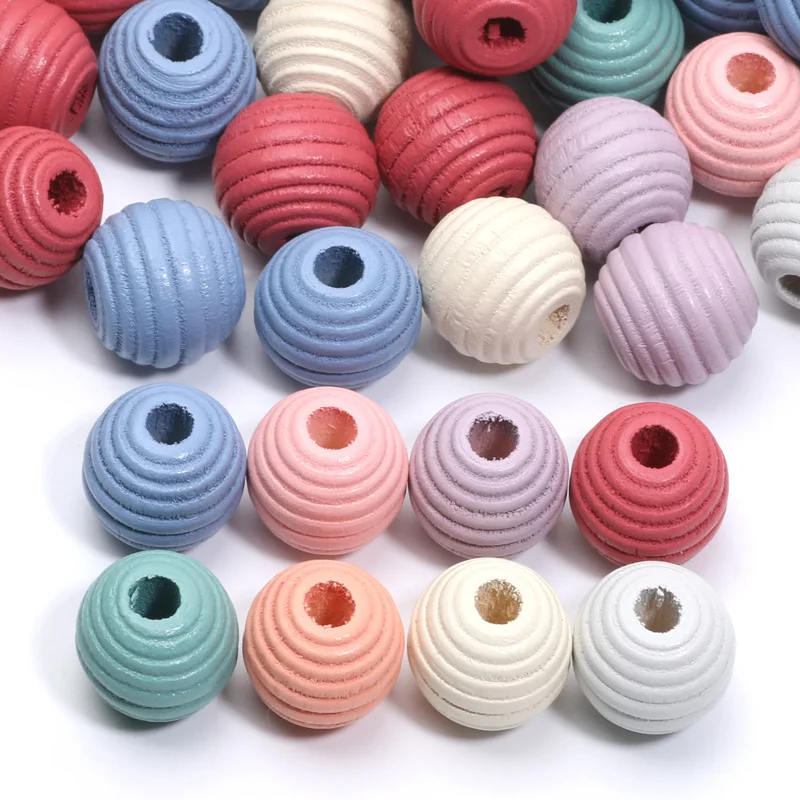 Wood Spacer Beads 14/20mm Thread Round Ball Wooden Beads Necklace Bracelets Charm For Jewelry Making DIY Handicrafts Accessories