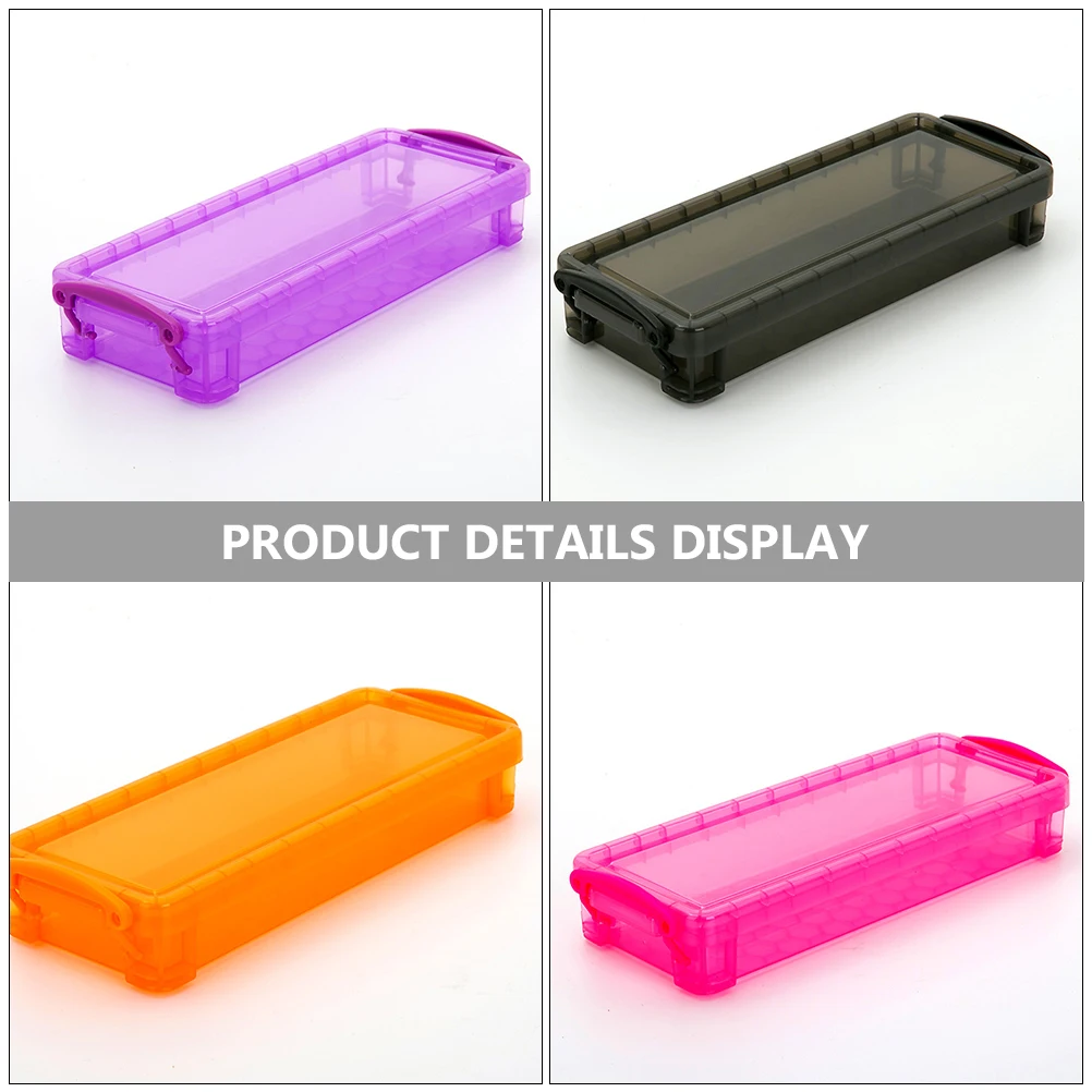 

8pcs Plastic Pencil Box Large Capacity Stationery Storage Organizer Case For Pens Pencils Erasers Sharpeners Portable
