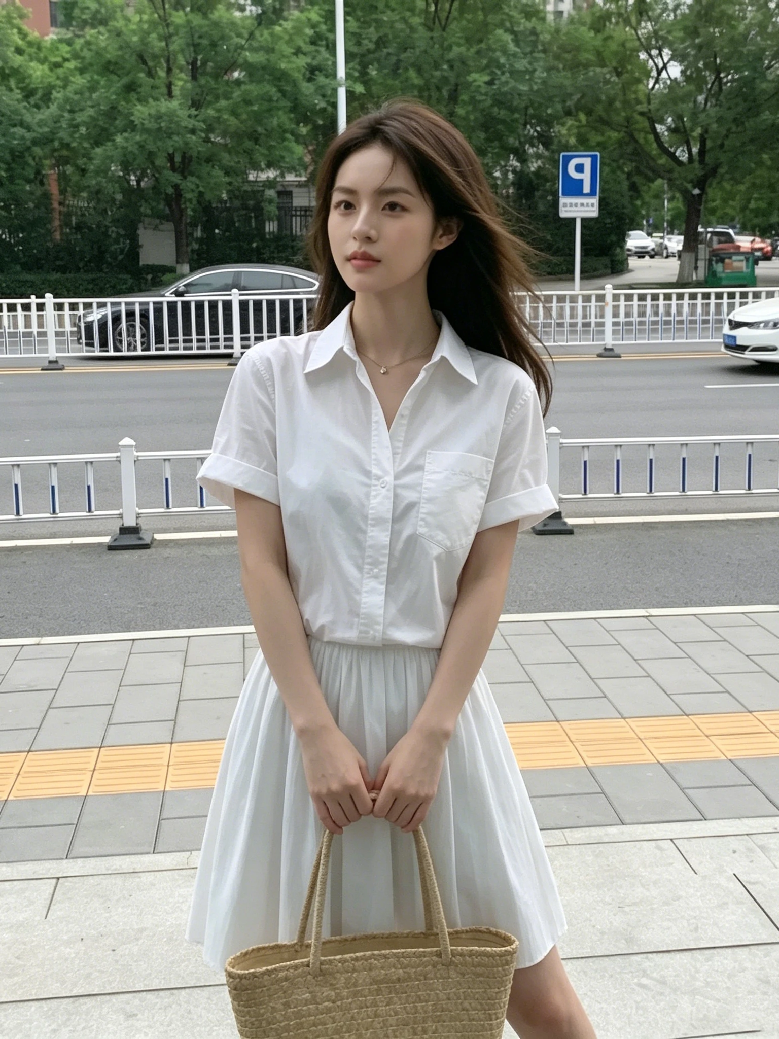 

Casual Commute Style Pure Cotton Short Sleeve Women's Shirt Fashion Design Elegant Top Summer White Cotton Workwear