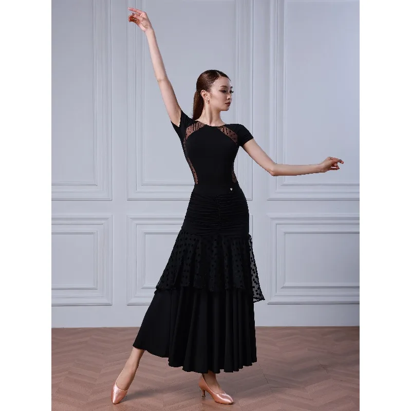 Customized TID Modern Dance Skirt Top Skirt Split Set Advanced Social ballroom dress standard