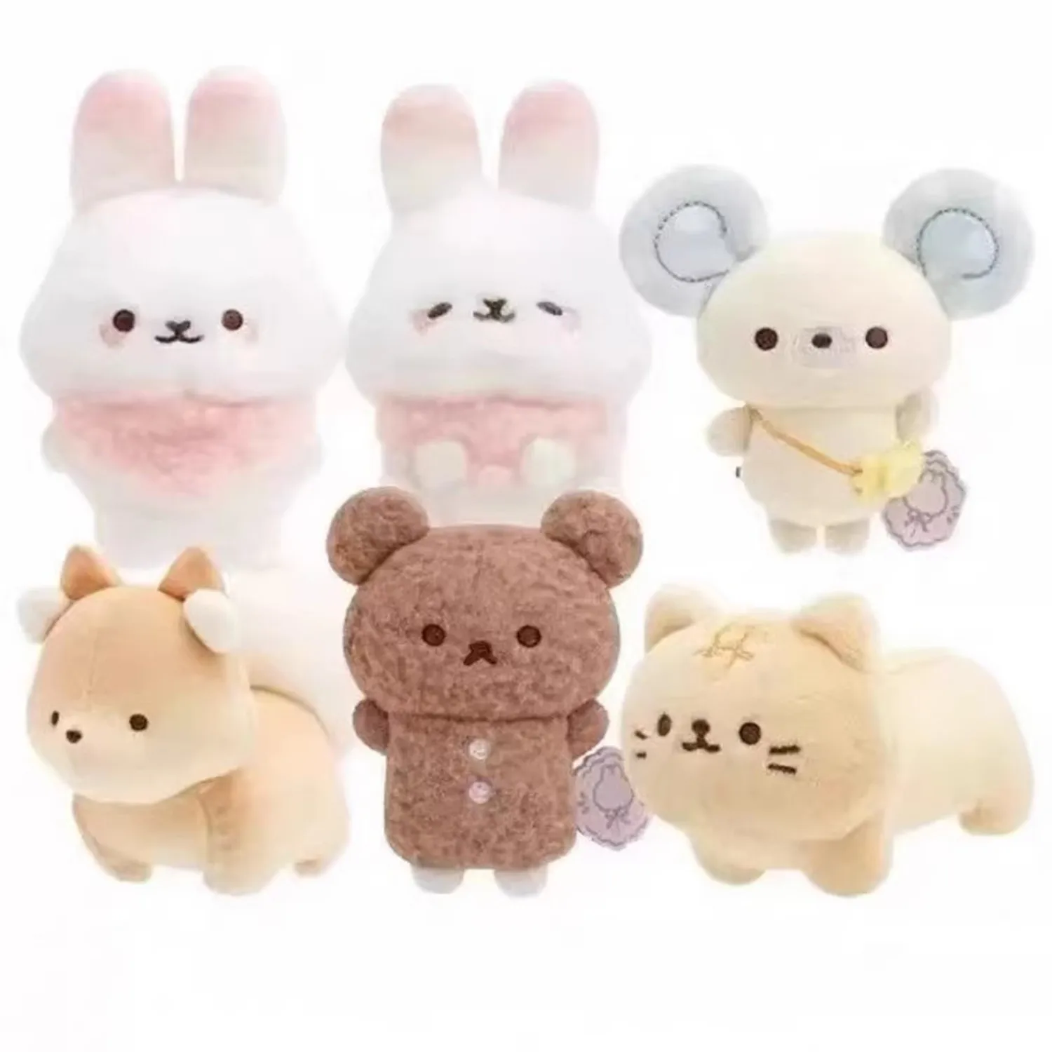 

New Cute Rilakkuma Cotton candy Plush Keychain Chains Small Pandent Kids Stuffed Animals Toys For Children 8CM