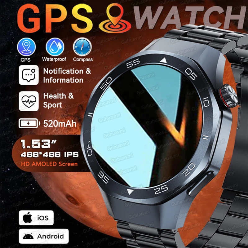

New 1.53" Ultra HD Smart Watch Men GPS Tracking Bluetooth Call Heart Rate Sports Fitness Women Smartwatch For Android iOS 2025