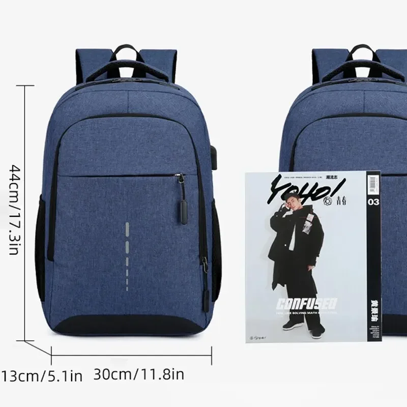 Mochila clásica impermeable para hombre, morral informal con carga USB de viaje, de gran capacidad, para ordenador portátil y escolar