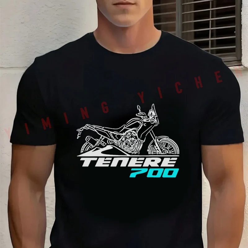 

Motorcycle Tenere 700 Graphic Cotton T-shirt Short Sleeve Casual Basic O-Neck Breathable Unisex Tops