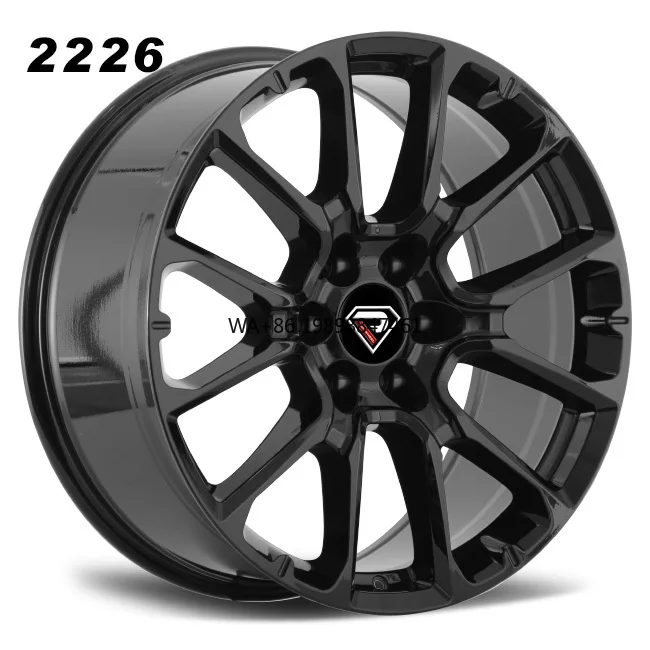 

REP 2226 4-Piece New 22 Inch 9.5J 6-139.7 Gloss Black Multi-Spoke 8-Year Warranty Aluminum Alloy Wheels for Chevy