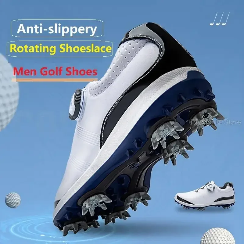 1 para nowe buty golfowe profesjonalne męskie wodoodporne buty sportowe gałka klamra szkolenia Sneaker człowiek antypoślizgowe buty paznokci trenerzy