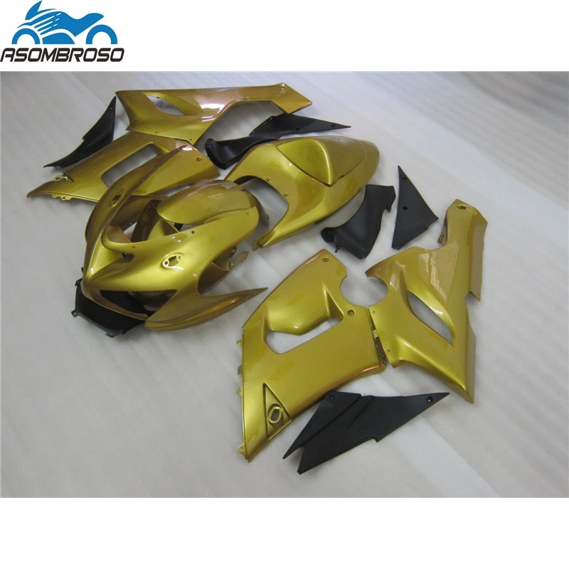 Top Selling Motorcycle Bodyparts Plastic for Kawasaki Ninja ZX6R fairing kit 2005 2006 gold black fairing set zx6r 05 06 BN56