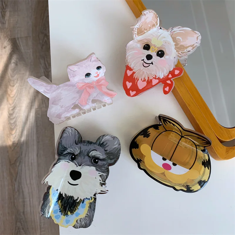 Cute Little Animals Cat Tiger Hair Claws Clip Cartoon Acrylic Hair Clips Back Head Shark Clip Accessories for Women