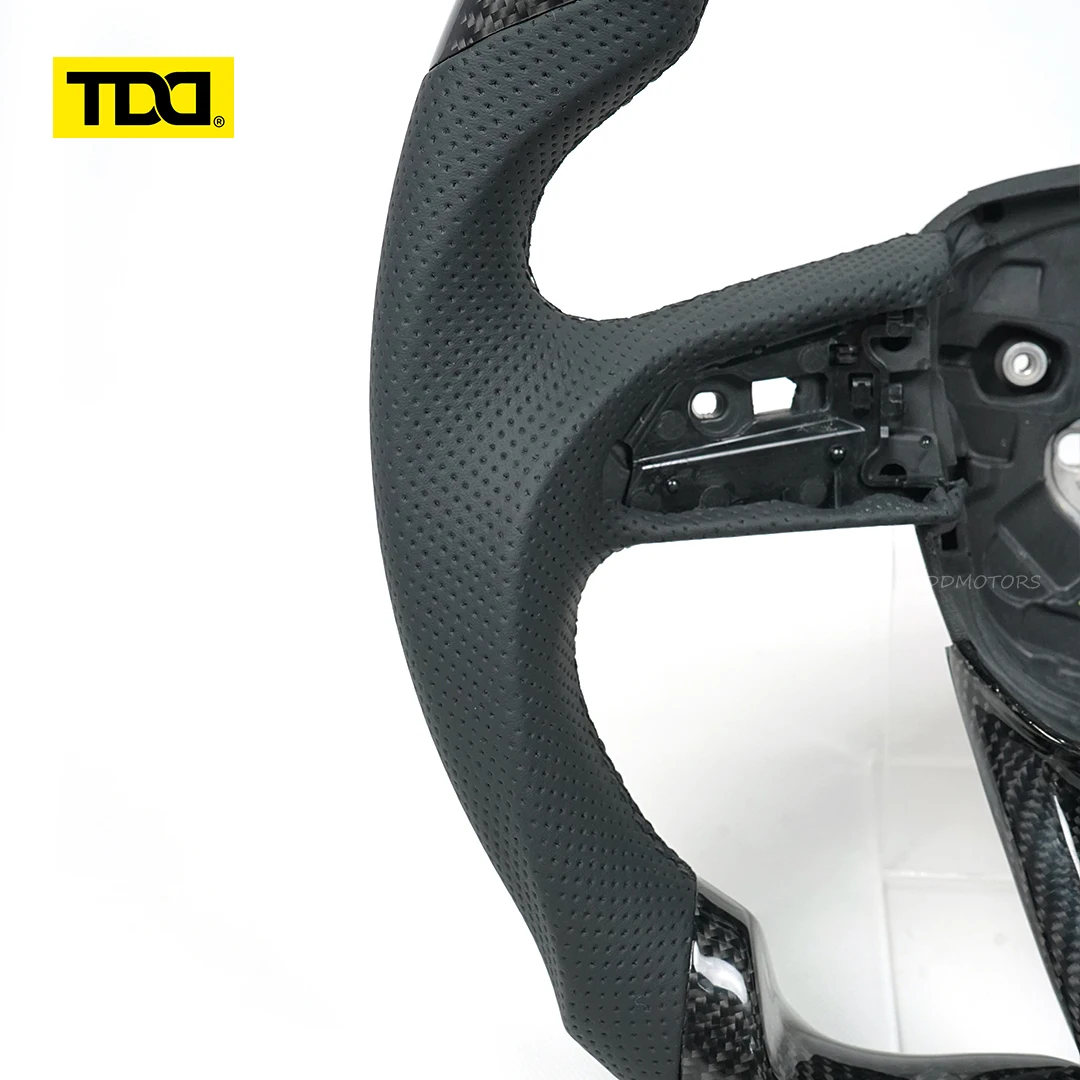 TDD 100% Real Carbon Fiber Steering Wheel for Audi A6 A7 C8 Eather Perforated Steering Wheel