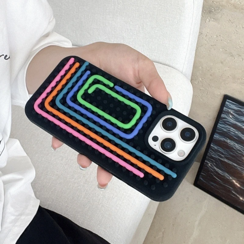 Funny Sensory Activity Board Silicone Decompression Phone Case For iPhone 16 15 14 13 Pro Max DIY Creative Silicone Soft Cover