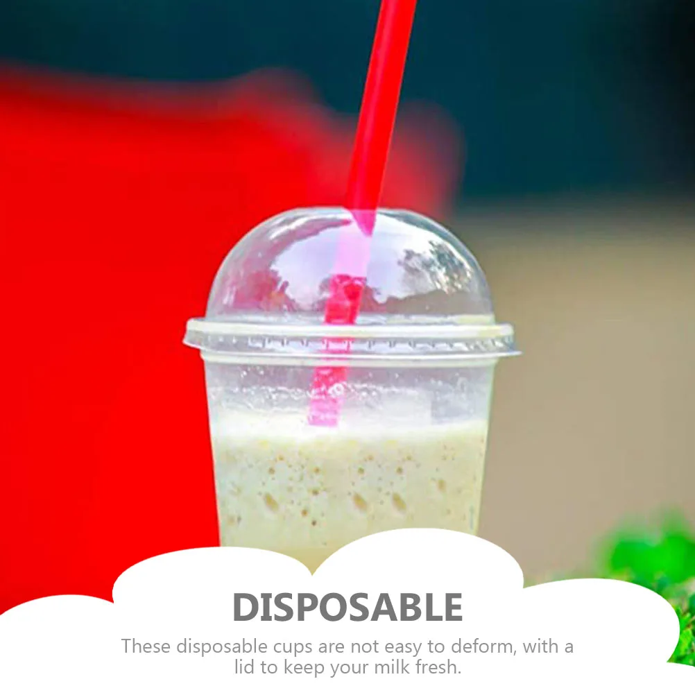 

40pcs Disposable PP Cups with Dome Lids Clear Transparent Juice Beverage Cups 600ml Multi Function Plastic Drink for Parties