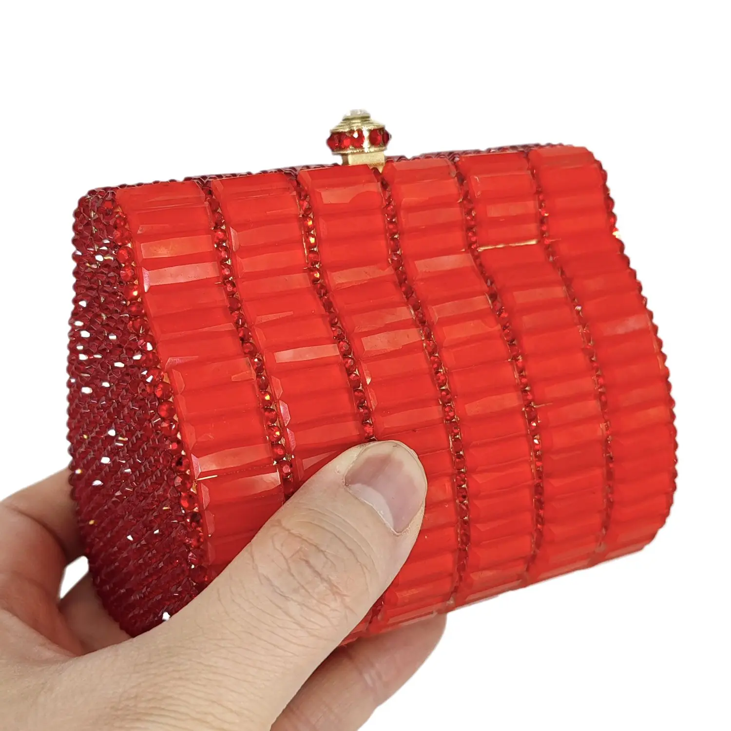 Imagem -02 - Boutique de Fgg Bonito Super Mini Feminino Cristal Vermelho Embreagem Noite Minaudiere Bolsas Festa Jantar Strass Bolsas Nupcial Bolsa