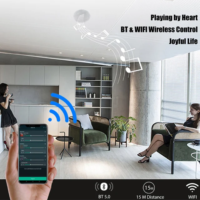 Smart Home Powered Stereo Sound APP Controls Customized Hifi Active Wireless Wifi Ceiling Speaker