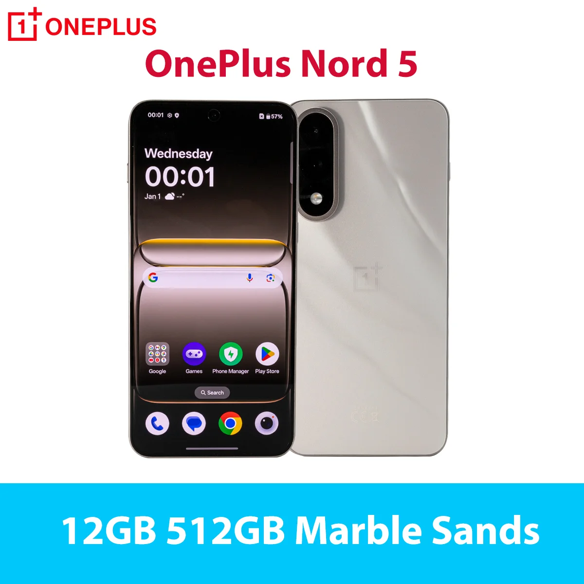 Nieuwe OnePlus Nord 5 Smartphone 5G Snapdragon ™ 8s Gen 3 6,83” AMOLED-scherm 144 Hz 5200mAh 80W SUPERVOOC 50MP dubbele camera's