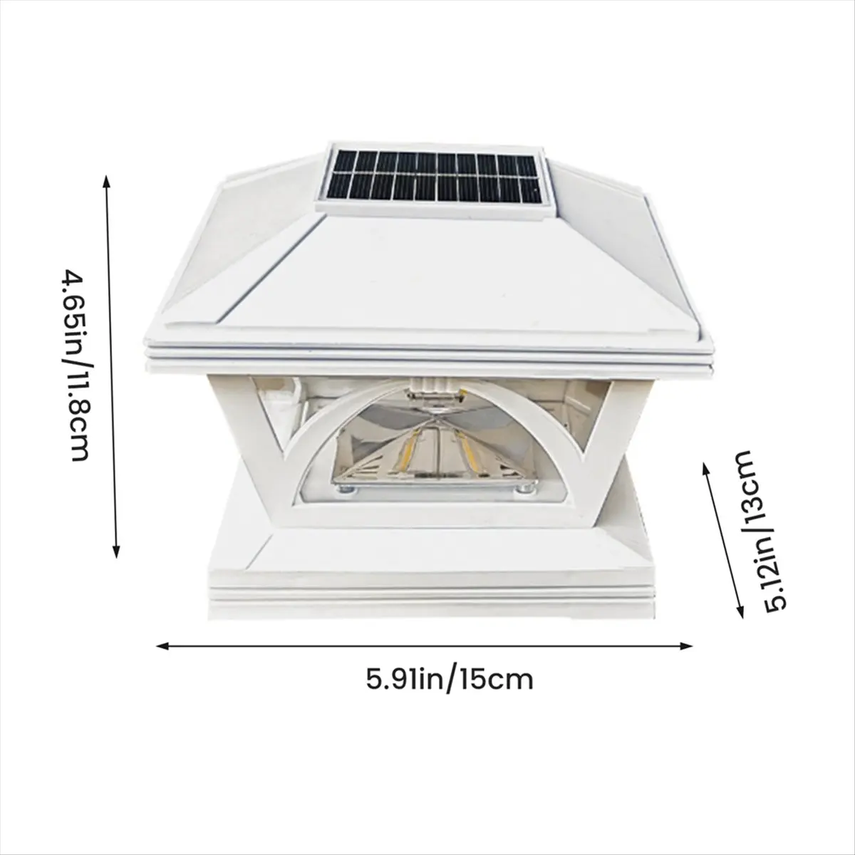 4 قطع من مصابيح الطاقة الشمسية للسياج الخارجي LED لديكور الفناء الخشبي، إضاءة بيضاء دافئة (أبيض) #4