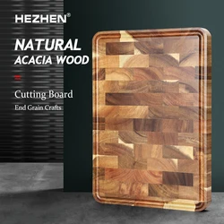 Hezhen Cutting Board High-quality Acacia Wood Splicing Cutting Board Double-sided Use Drainage Moisture-proof Kitchen Tools