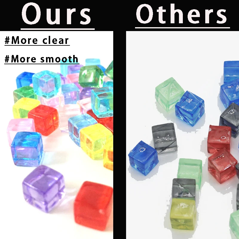 50Pcs/Set 25colors 8mm cube Clear Solid Transparent Square Colorful Crystal Dice Chess Piece Right Angle Sieve For Puzzle Game