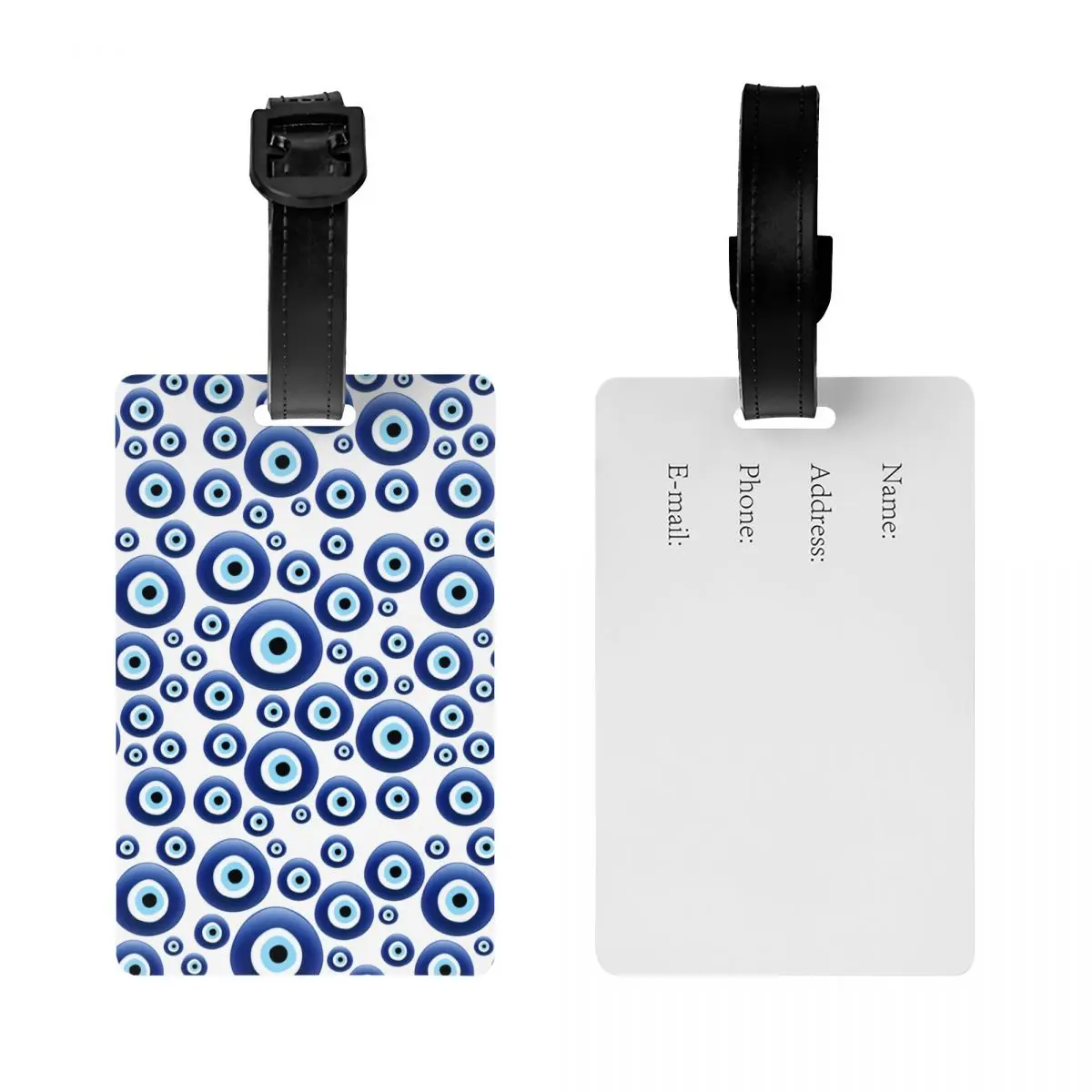 Custom Mediterranean Evil Eye Protection Luggage Tag Lucky Charm Amulet Hamsa Travel Bag Suitcase Privacy Cover ID Label