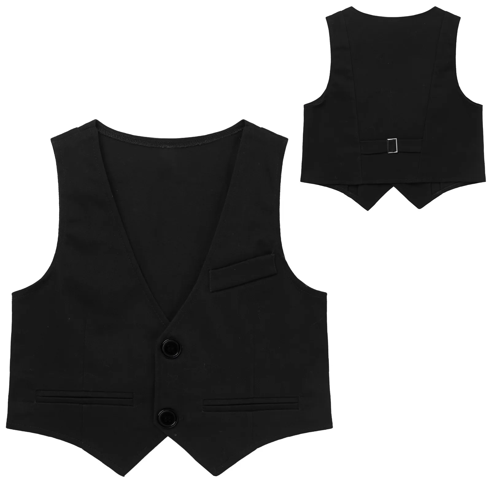 Child Boys Gentlemen Vest Single-Breasted Formal Waistcoat Wedding Birthday Party Evening Photography Stage Performance Costume