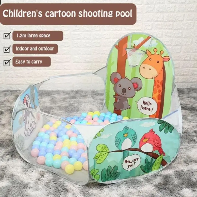 Foldable Kids Ball Pit Cute Cartoon Animal Print Breathable Mesh Multi-Use Play Area for Toddlers Baby Game Activities