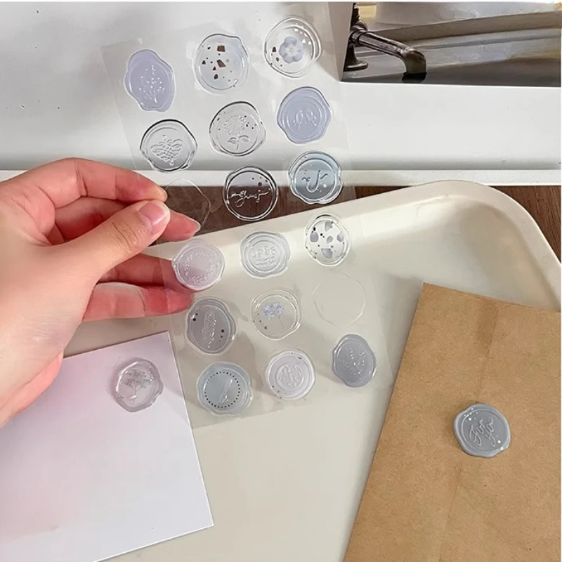 Ins Style Wax Seal Stamp Stickers 18pcs DIY Scrapbooking Journal Planner Decor Cute Korean Stationery Envelope Sealing Tags