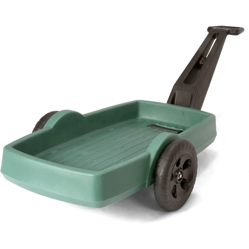 

Yard and Garden Outdoor Cart - Long Handle Easy Turn 2 Wheel Heavy Duty Plastic Pull Cart for The Backyard 42 in. x 20 in. x 4