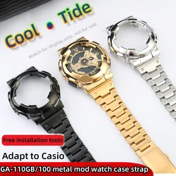 GA110 Mod Kit for G-shock ga120 Case and Strap GA100 ga-110 Bracelet Stainless Steel Watch Chain Metal Case band black Gloden