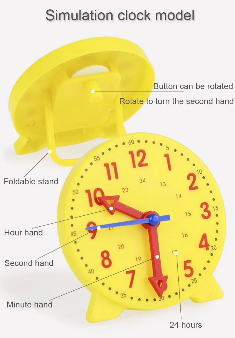 Kinder Montessori Uhr Pädagogisches Spielzeug Stunde Minute Sekunde Erkenntnis Passenden Puzzle Spielzeug Kinder Frühen Vorschul Lehrmittel – Detail 2