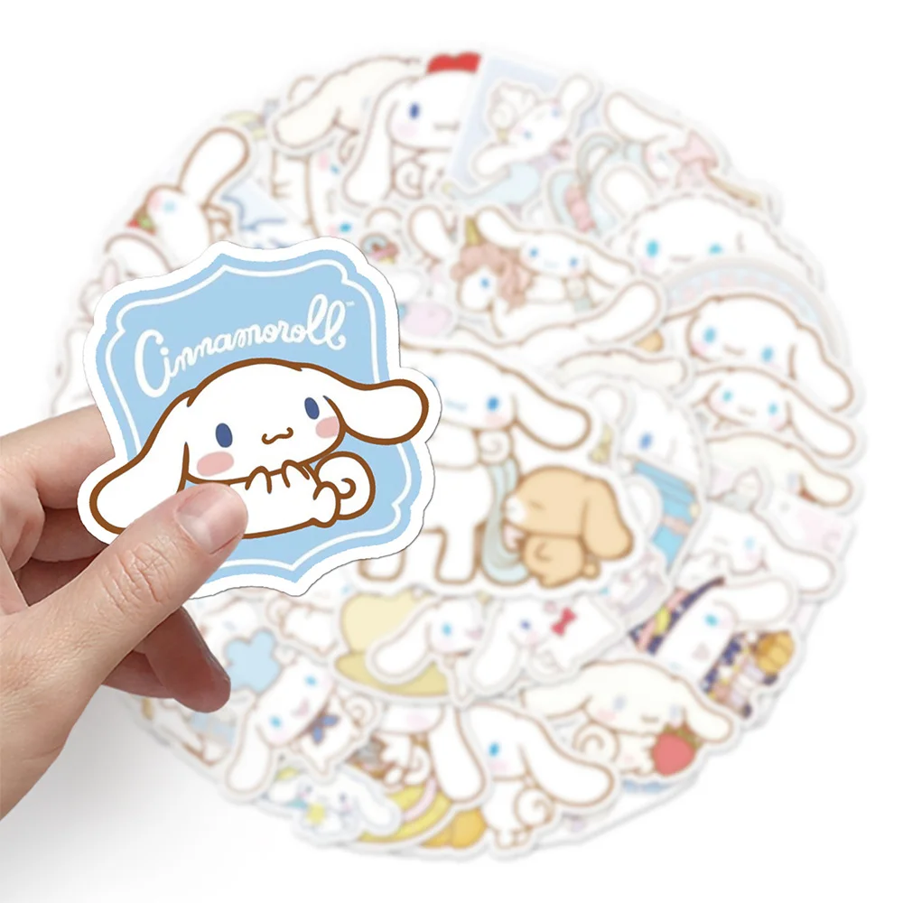 Cute Cinnamoroll Cartoon Adesivos para Crianças, Decoração Do Telefone DIY, Bagagem, Frigorífico, Skate, Etiqueta Kawaii, Presente Do Brinquedo, 10 Pcs, 30 Pcs, 50Pcs