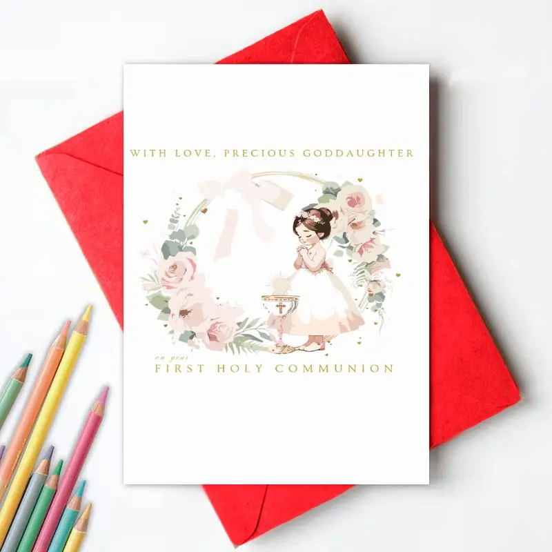 First Holy Communion Greeting Card,Religious Celebration Card,Perfect for Baptism,Naming Day,Congratulations & Thank You Notes