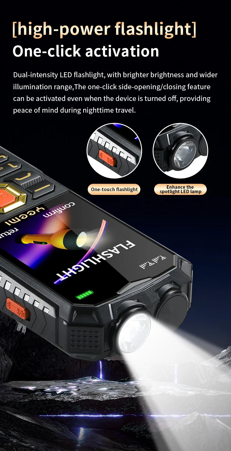 YEEMI Q5 LTE 4G Mobile Phone 2.4'' Screen 3000mAh Dual SIM HD Call Camera FM Double LED Flashlight Type-C Outdoor Button Phone