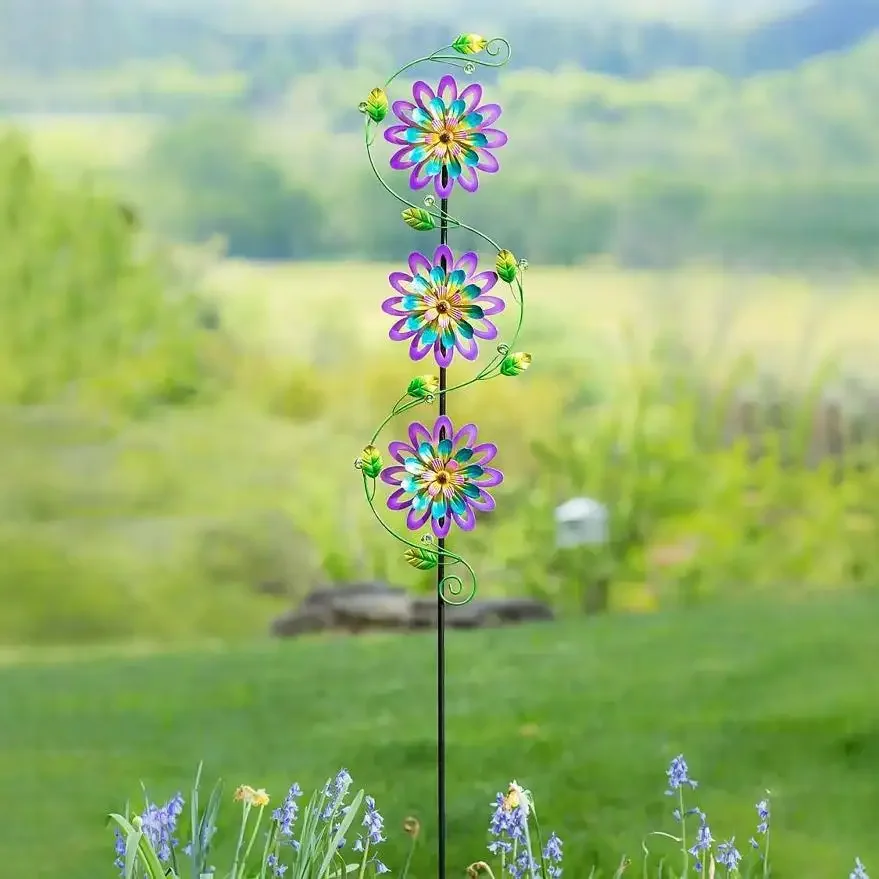 

Wrought Iron Metal Flower Outdoor Garden Decoration Courtyard Villa Insert Handicraft Landscaping Ornament Windmill