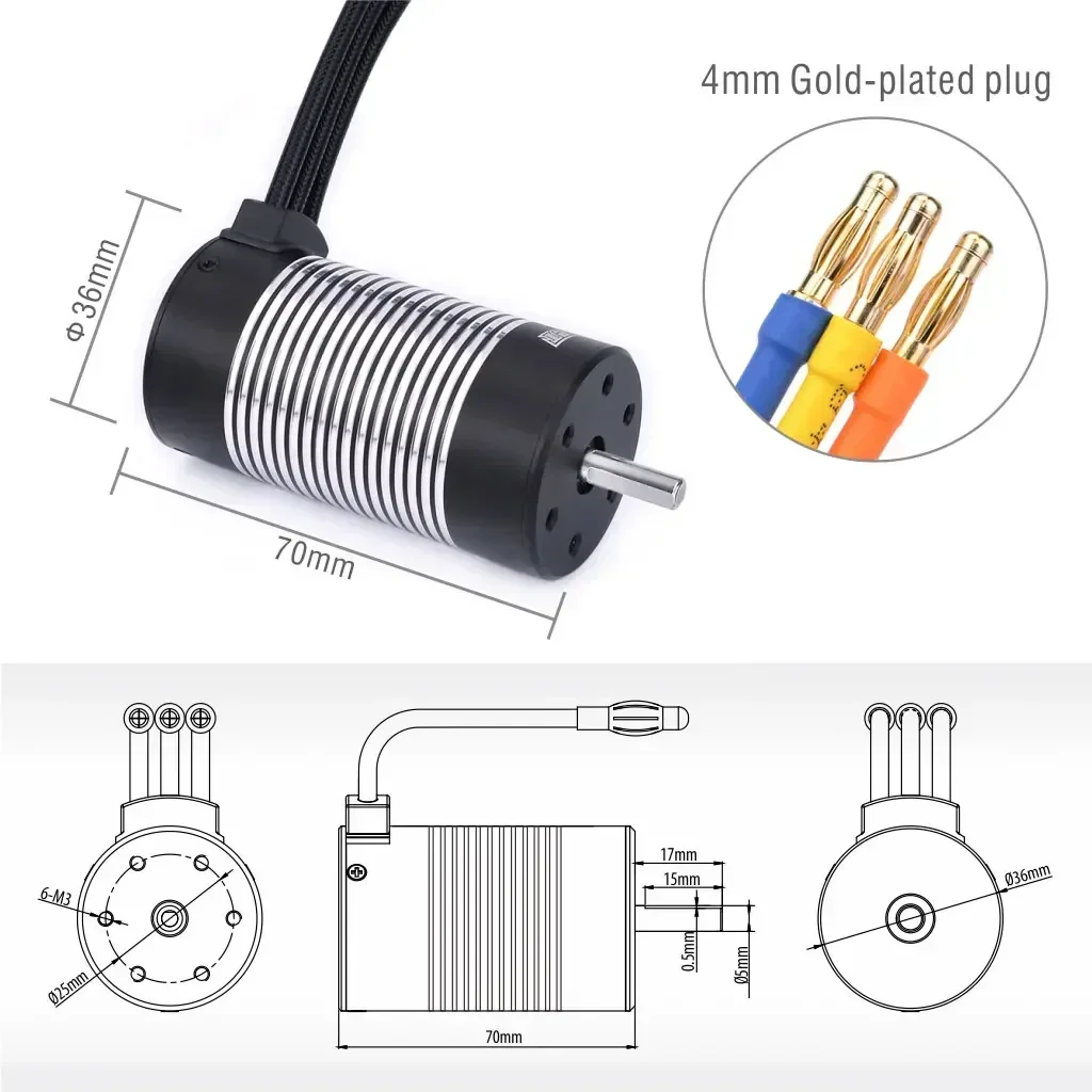 Rocket F540 2845 3650 3660 3665 3660 3674 4068 Wodoodporny silnik bezszczotkowy do samochodów RC 1/8 1/10 1/12 WLtoy 12428 10428 WPL Traxxas