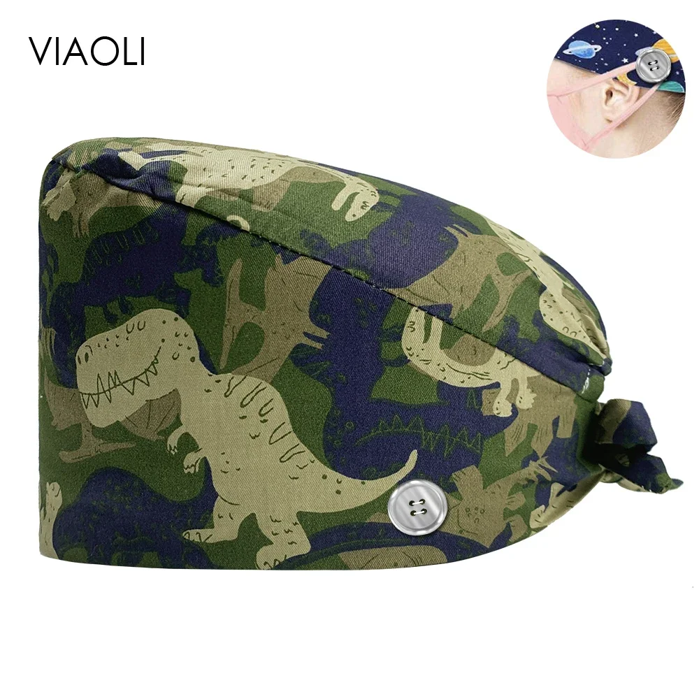 Gorros médicos con estampado de dibujos animados, gorros esmerilados para clínica de cuidado de mascotas, gorros para salón de belleza, gorros de esteticista para quirófano