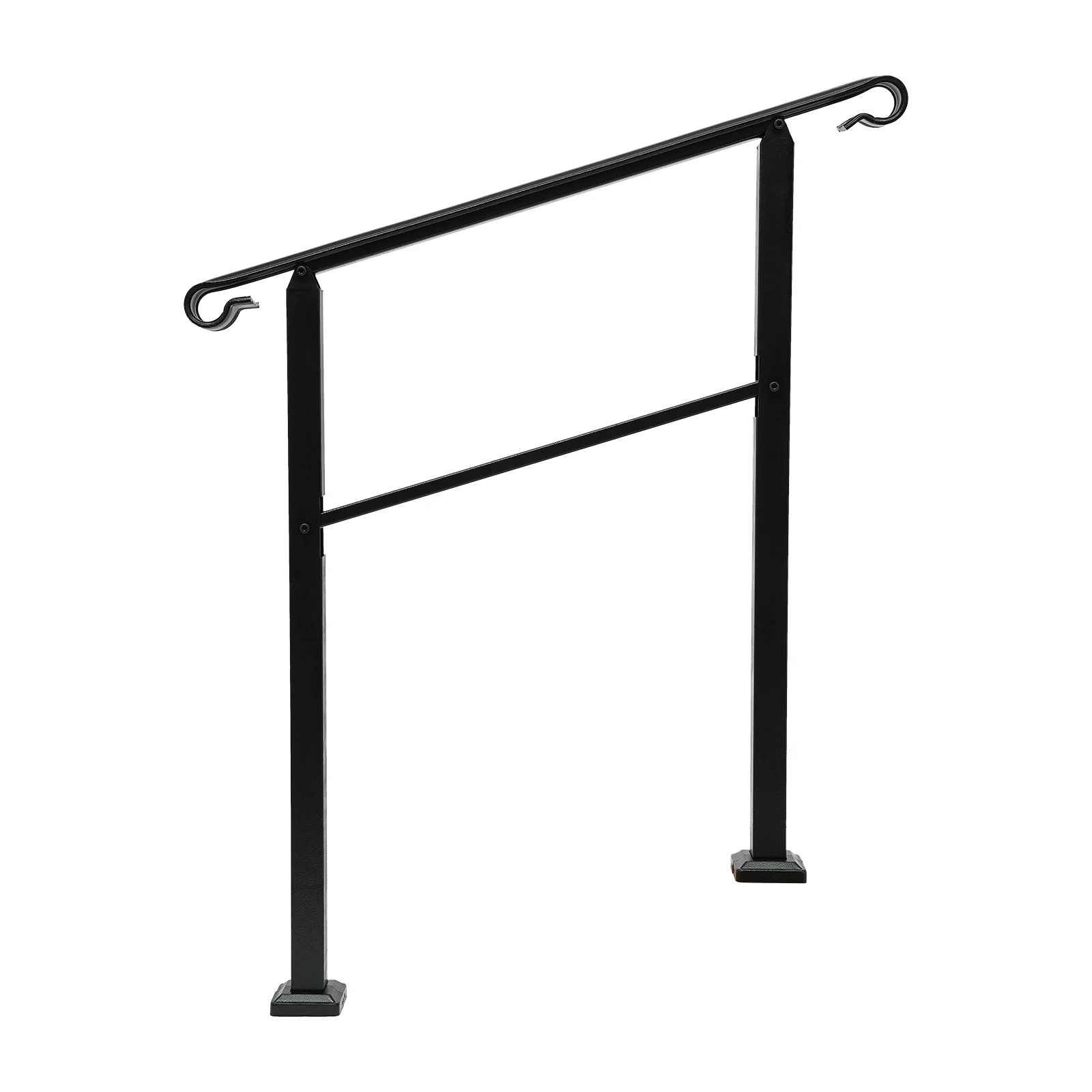 3-Step Staircase Handrail Ladder Type 881.8lbs Load-bearing For Outdoor Black/Dark Brown