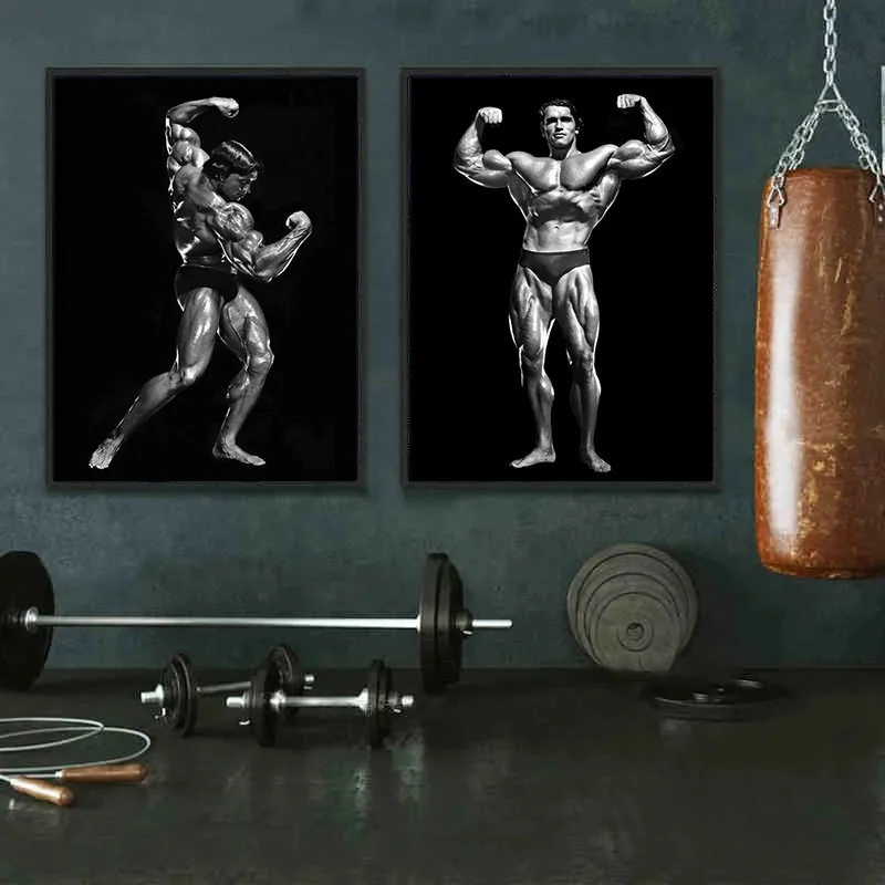 Fitness Motivation Poster Arnold Schwarzenegger Bodybuilding Muscle Canvas Painting Wall Art For Gym Bedroom Home Decor